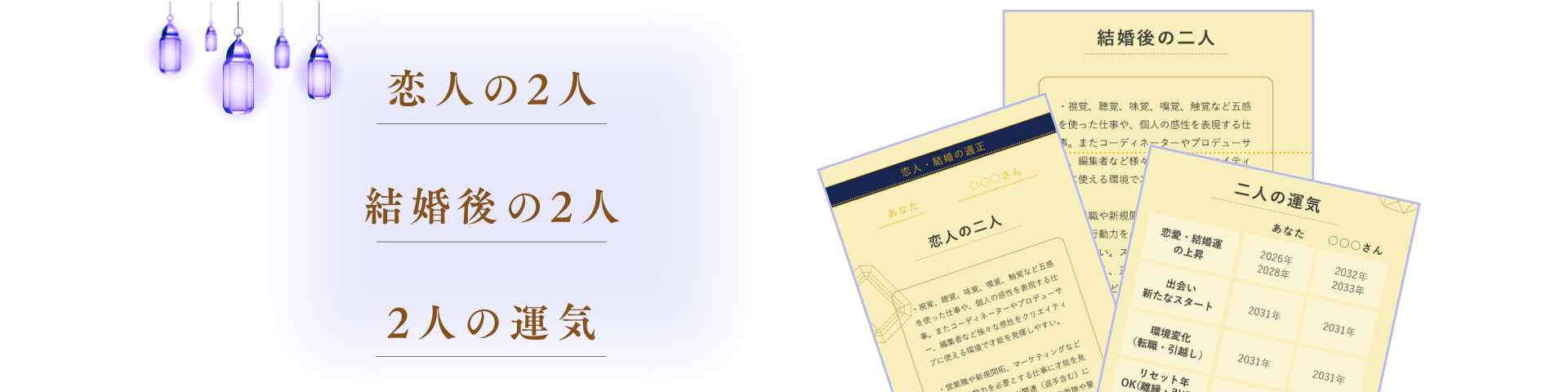 恋人の2人、結婚後の2人、2人の運気